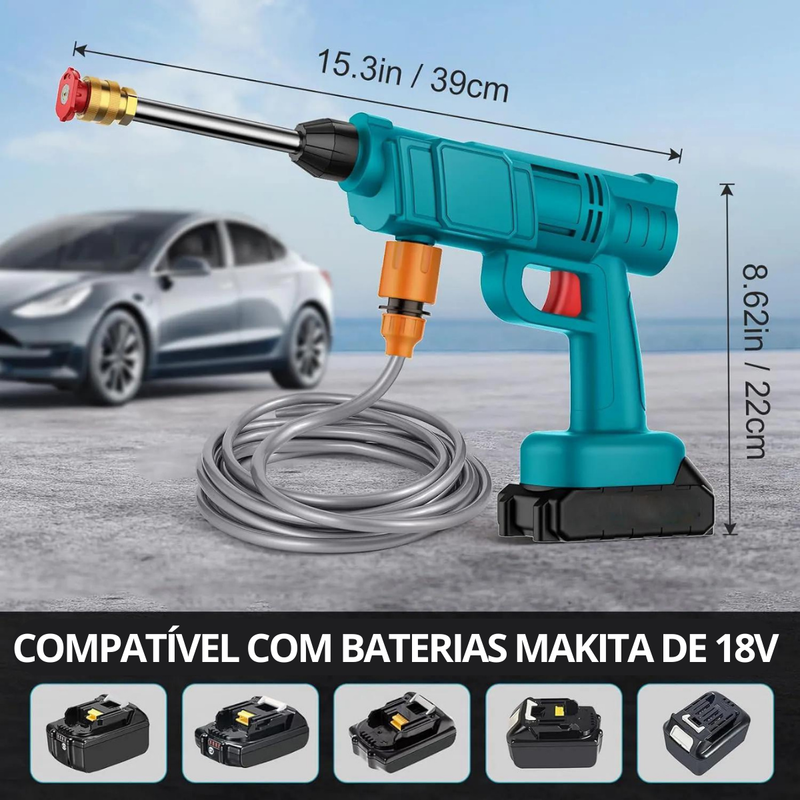 Lavadora de Alta Pressão 200W com Pistola de Água e Gerador de Espuma - 50Bar, Bateria de 15000mAh, Ideal para Carros e Uso Doméstico