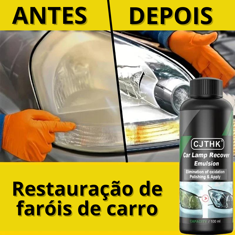 Kit de Restauração e Polimento de Faróis de Carro - Removedor de Arranhões e Pasta de Limpeza para Reparação, Remoção de Oxidação e Polimento de Faróis