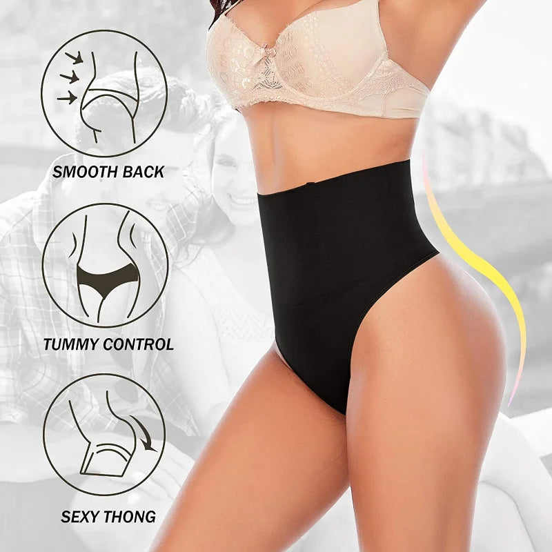 Calcinha Fio Dental Sexy Modeladora com Cintura Alta, Controle Abdominal e Levantador de Glúteos