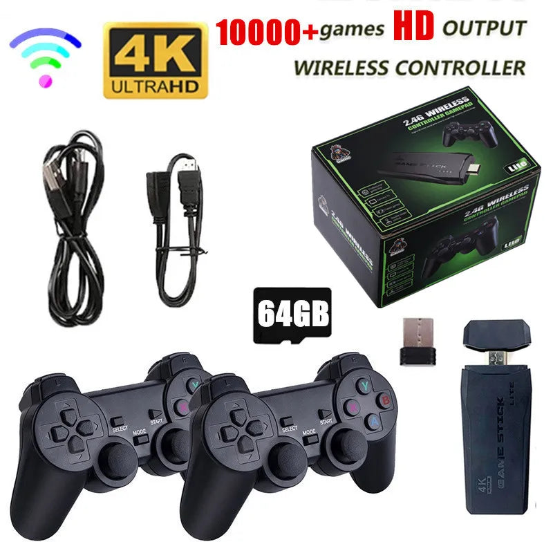 Video Game Console 2.4G Double Wireless Controller Game Stick 4K 10000 Games 64 32GB Retro Games para PS1/GBA